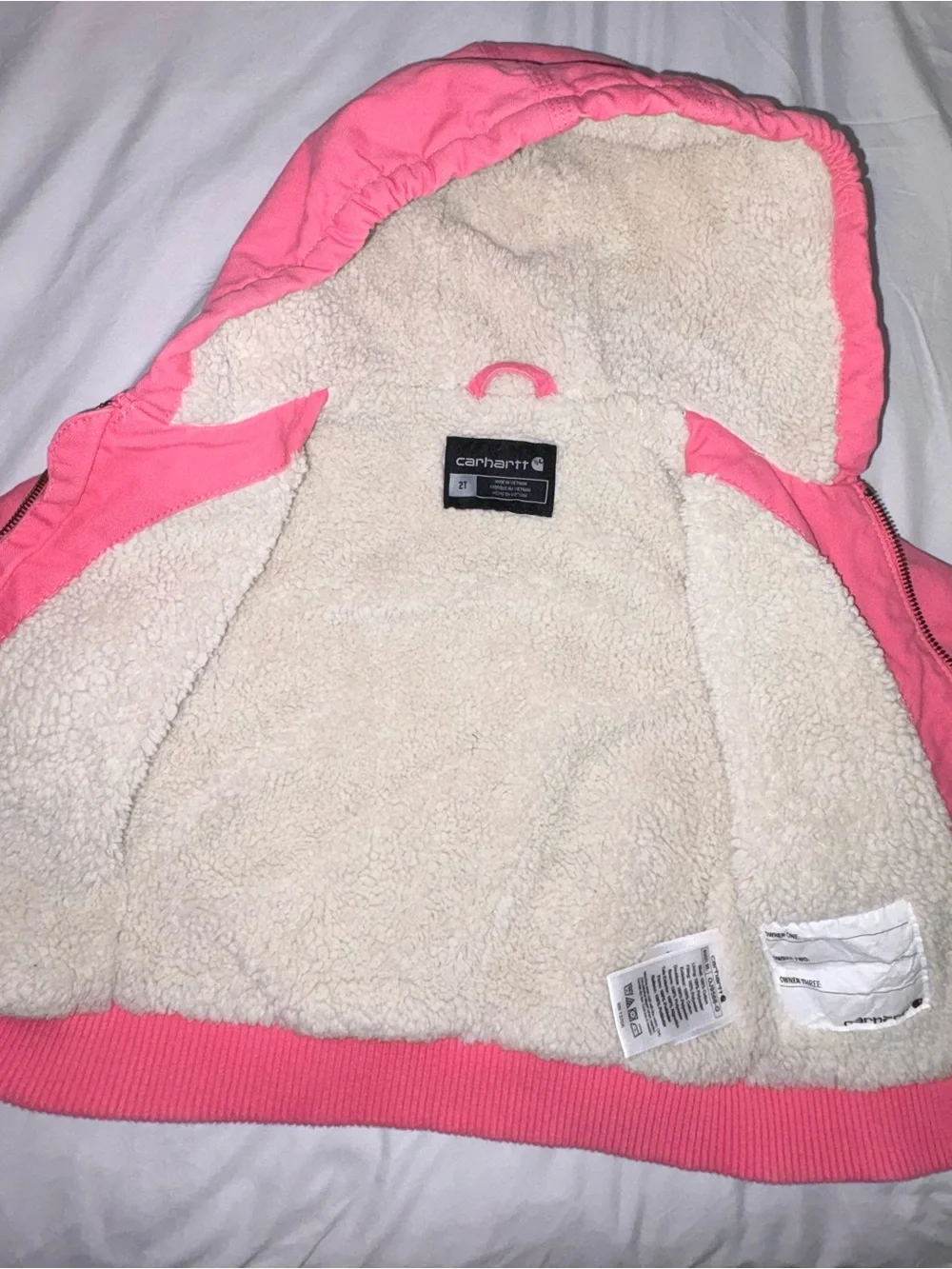 Toddler Carhartt Pink Hooded Sherpa-Lined Jacket